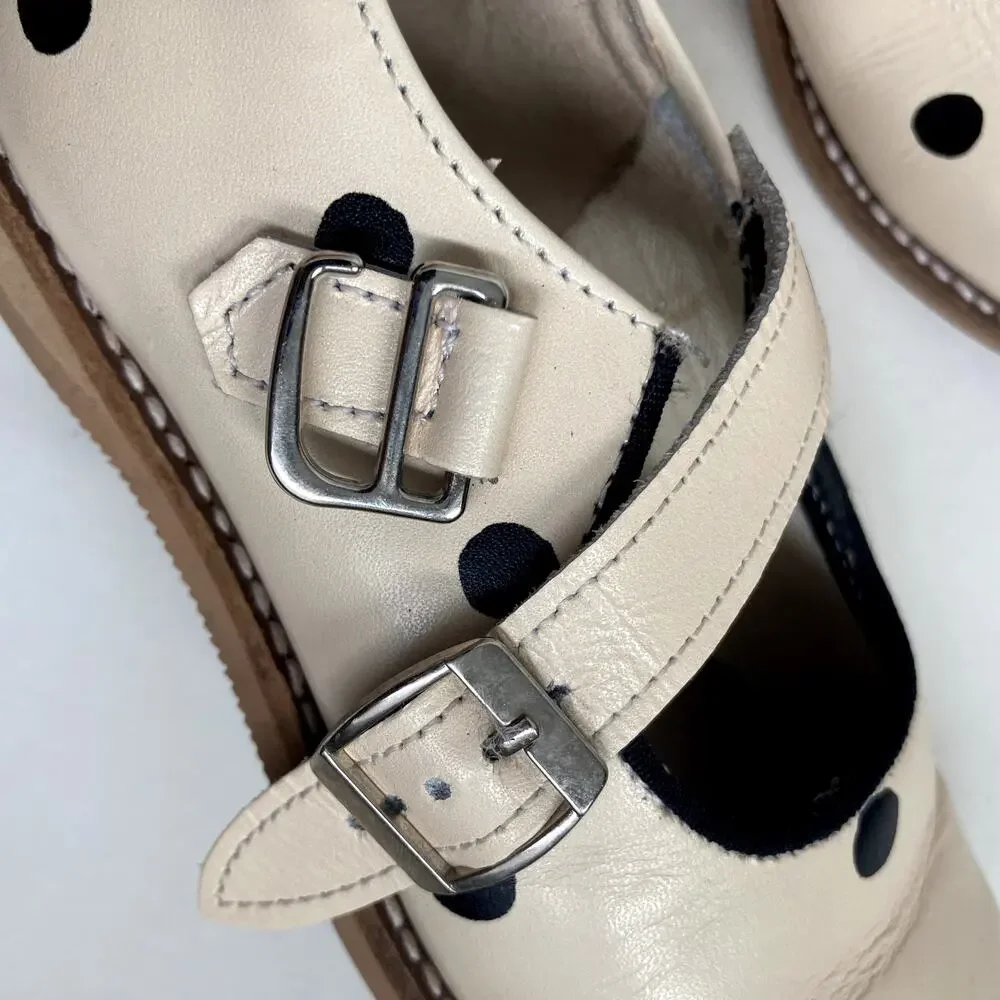 Mon Petit Shoes x Rylee Cru Polka Dot Mary Janes - Cream Black - 10